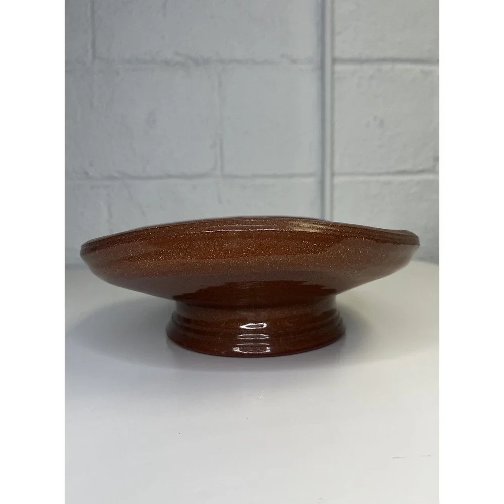Neil Patterson Studio Pottery Footed‎ Bowl Pattern Sgraffito Stamped Terracotta